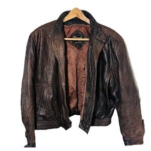 Reed Sportswear Men's Genuine Leather Jacket Brown Size 22 R Vintage 60's/70's